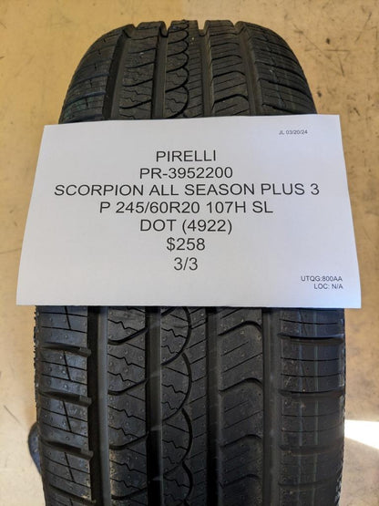 PIRELLI SCORPION ALL SEASON PLUS 3 P 245 60 20 107H SL TIRE 3952200 CQ2