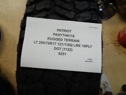PATRIOT RUGGED TERRAIN LT 295 70 17 121/118Q LRE 10PLY TIRE PASYTH0118 BQ3 SU16