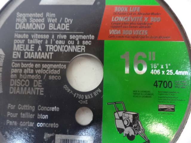 NEW NORTON 16" x 1" SEGMENTED RIM HIGH SPEED DIAMOND BLADE 76607012296 SP2T2