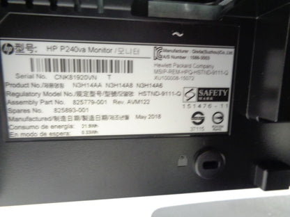 NEW HP 23.8 INCH PRODISPLAY P240VA MONITOR N3H14AA N3H14A8 N3H14A6 825779-001 SR