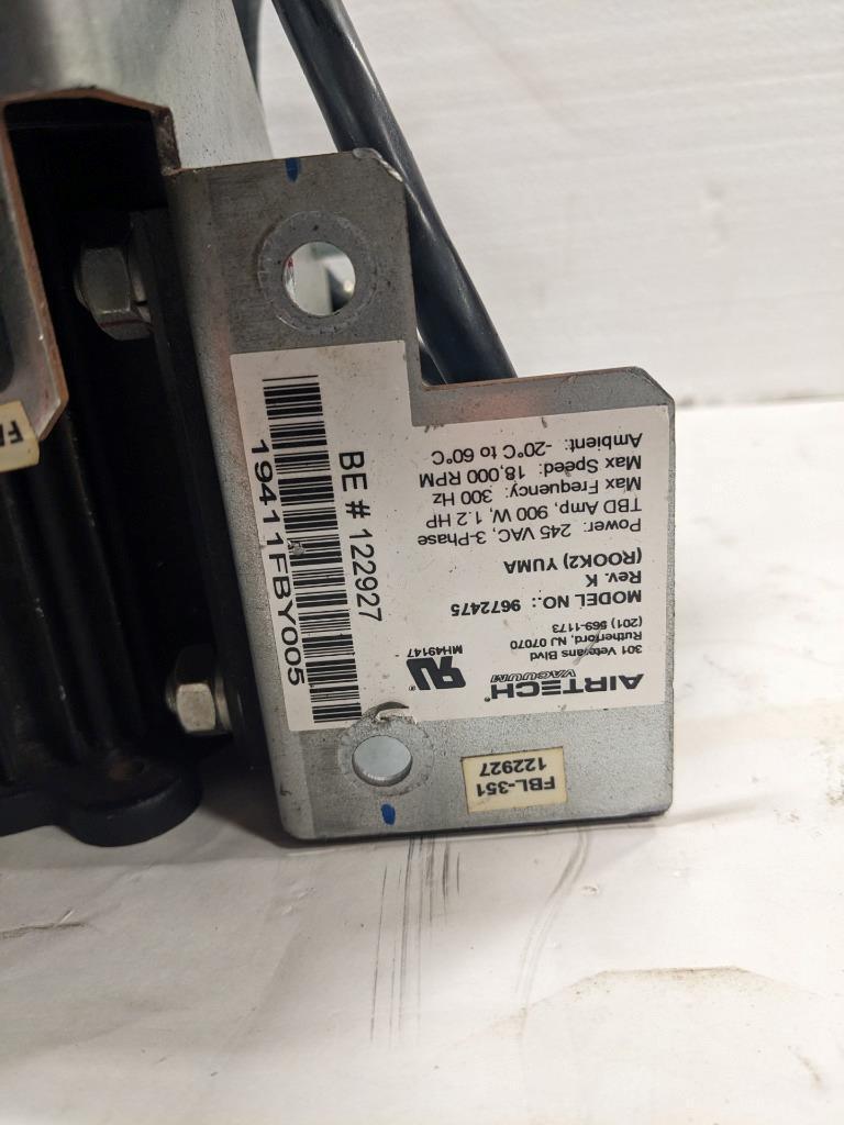 NEW AIRTECH 9675475 VACUUM MOTOR 18,000 RPM MAX SPEED 3-PHASE 900 W 1.2 HP BSRG9