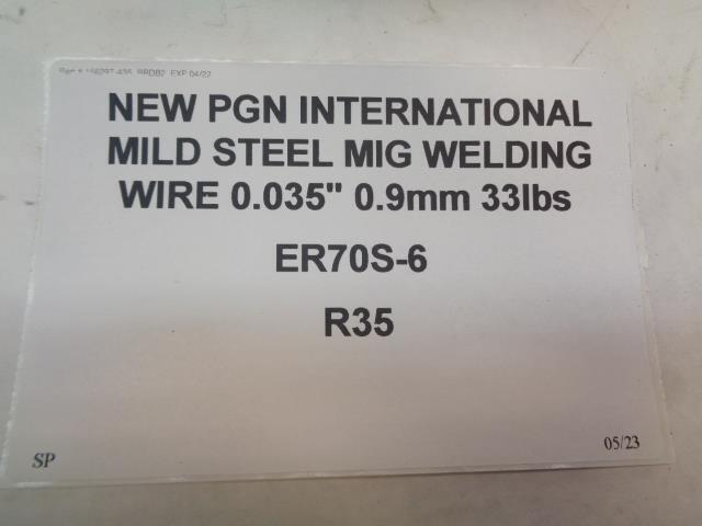 NEW PGN INTERNATIONAL MILD STEEL MIG WELDING WIRE 0.035" 0.9mm 33lbs ER70S-6 R35