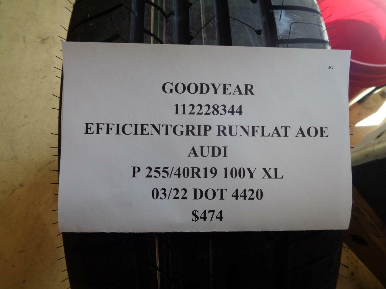 1 NEW TIRE GOODYEAR EFFICIENTGRIP RUNFLAT *AOE AUDI 255 40 19 100Y XL 112228344