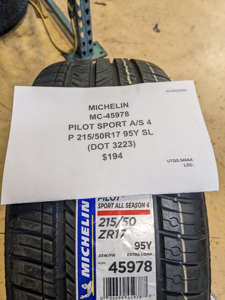 MICHELIN PILOT SPORT A/S 4 P 215 50 17 95Y XL TIRE 45978 CQ2