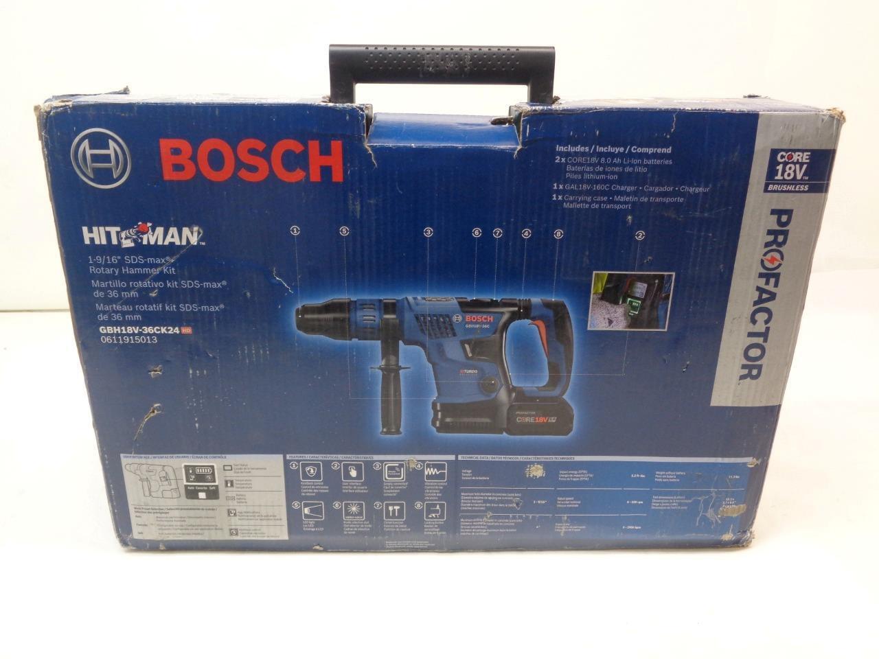 BOSCH 18V BRUSHLESS CORDLESS 1-9/16” SDS-MAX ROTARY HAMMER KIT GBH18V-36CK24 SR