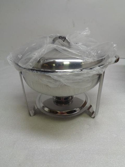 NEW LOT OF 4 ROVSUN 5QT/6L CHAFING STAINLESS STEEL ROUND DISHES SR