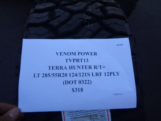 VENOM POWER TERRA HUNTER R/T+ LT 285 55 20 124/121S LRF 12PLY TIRE TVPRT13 SU7