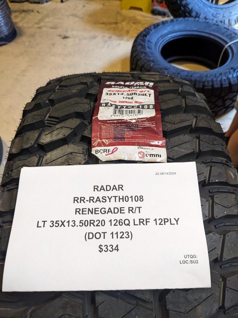 RADAR RENEGADE RT LT 35 13.5 20 126Q LRF 12PLY TIRE RASYTH0108 CQ3