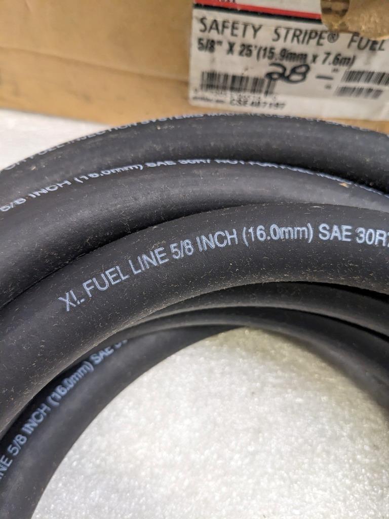 GATES 27008 SAFETY STRIPE FUEL LINE HOSE 25' OAL 5/8" ID NITRILE RUBBER NEW R15
