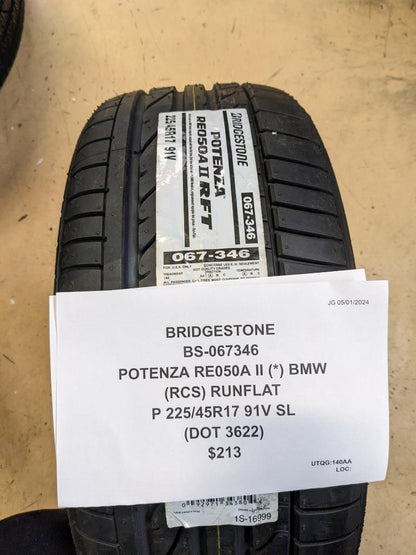 BRIDGESTONE POTENZA RE050A II (*) RUNFLAT P 225 45 17 91V SL TIRE 067346 CQ2