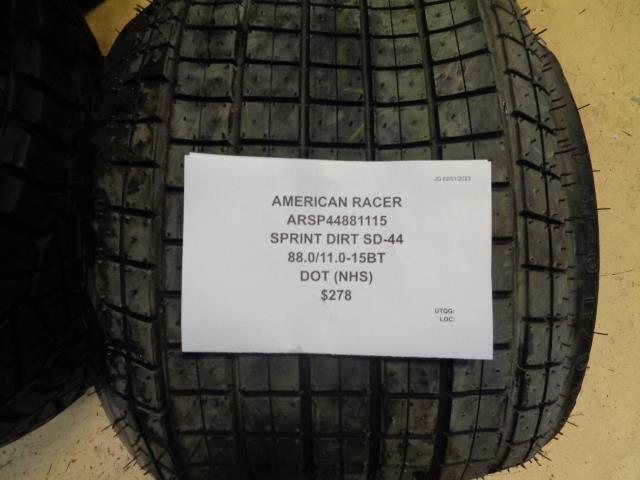 1 HOOSIER SPRINT DIRT SD-44 88.0 11.0 15 DIRT TIRE ARSP44881115 BQ1