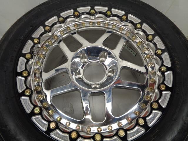 USED CUSTOM POLISHED 18X12 5X4.75 ET 50.50 DRAG BEADLOCK WHEEL W/TOYO TIRE B2