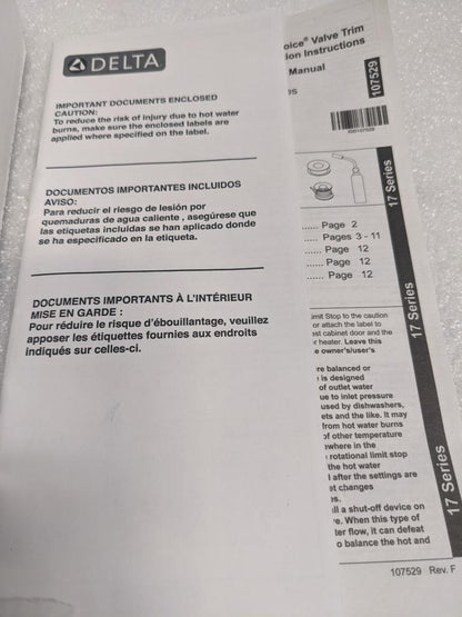 DELTA TESLA SINGLE-HANDLE 3-SPRAY SHOWER FAUCET TRIM KIT T17252-SS NEW R27