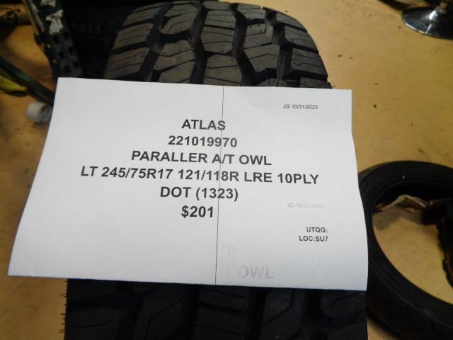 ATLAS PARA;;ER A/T OWL LT 245 75 17 121/118R LRE 10PLY TIRE 221019970 BQ4
