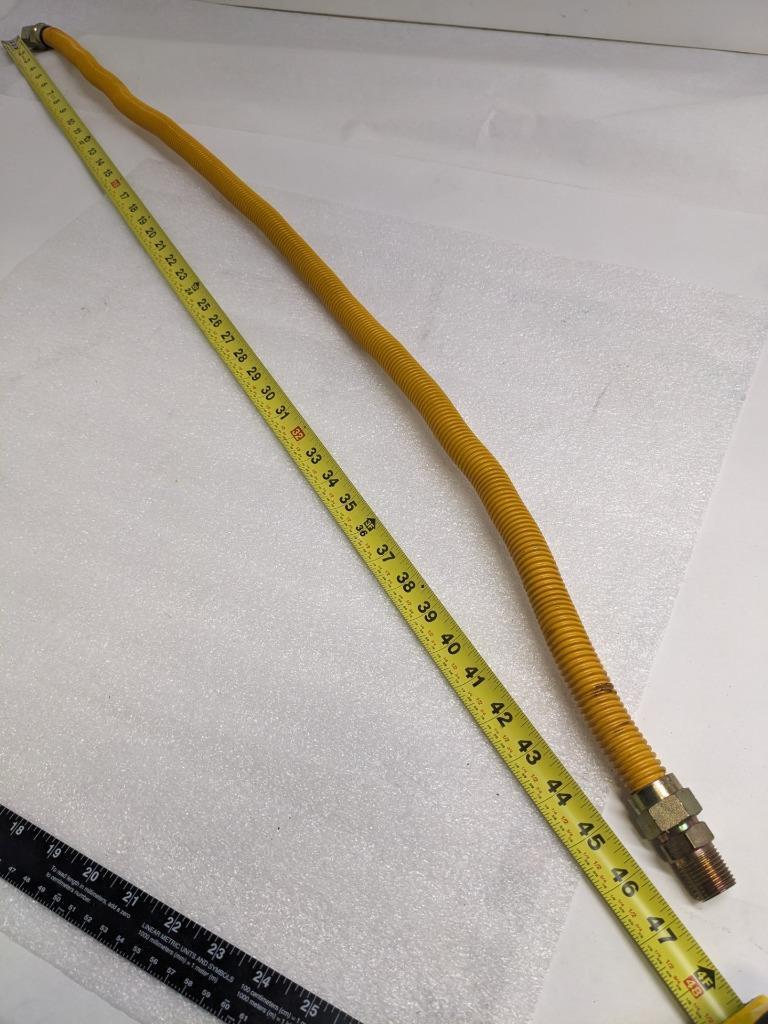UNBRANDED GAS CONNECTOR 48" OAL 1/2" ID 1/2" MIP 5/8" OD YELLOW NEW R22T2