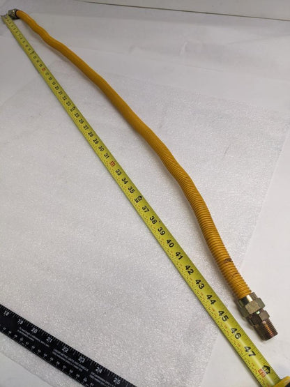 UNBRANDED GAS CONNECTOR 48" OAL 1/2" ID 1/2" MIP 5/8" OD YELLOW NEW R22T2