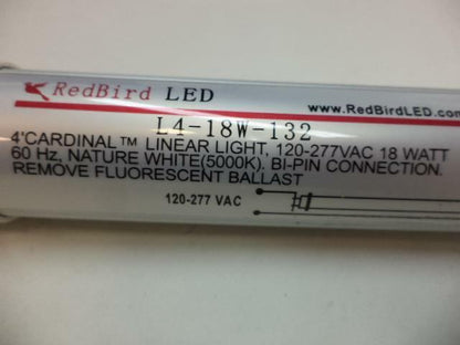 REDBIRD LED 4FT 18 WATT LED LINEAR TUBE LIGHT T8/T12 60HZ 5000K L4-18W-132 SR