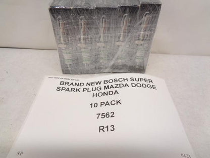 BRAND NEW BOSCH SUPER SPARK PLUG MAZDA DODGE HONDA 10 PACK 7562 R13T3