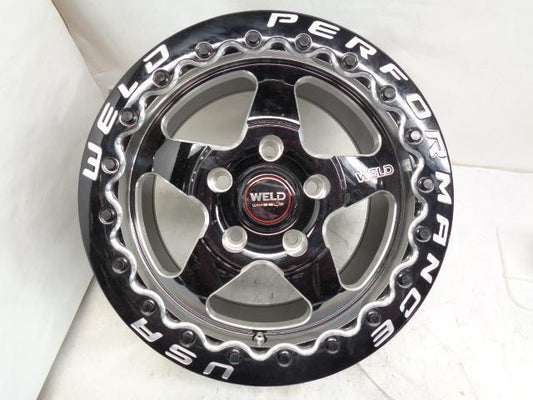 NEW WELD RACING WHEEL 2PC S71 BEADLOCK GLOSS BLACK/CHROME 15x10 5x114.3 WR