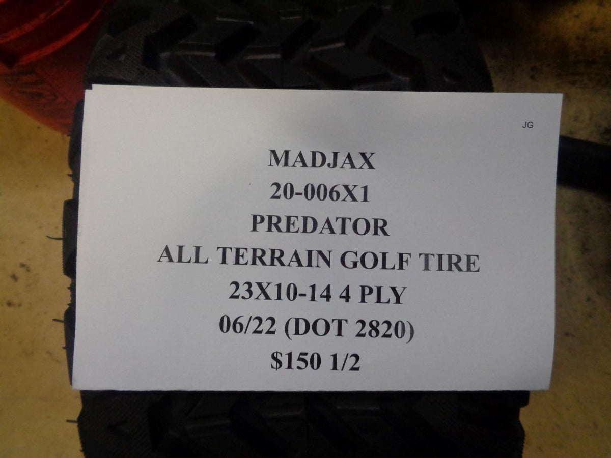 2 NEW GOLF TIRES MADJAX PREDATOR ALL TERRAIN GOLF 23 10 14 4PLY 20-006x1