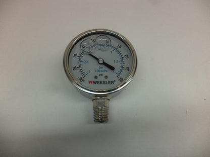 NEW WEKSLER GAUGE LIQUID FILLED 2 1/2 IN 100 PSI BY42YCB4LW-XCY R17