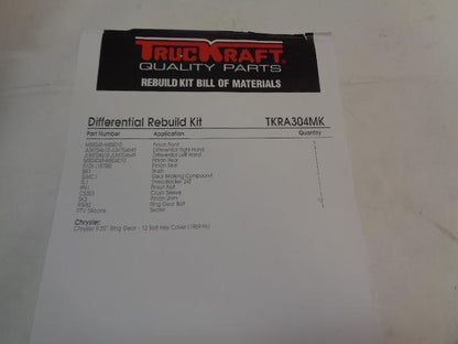 BRAND NEW TRUCKRAFT LD DIFFERENTIAL BEARING KIT TKRA304MK R15