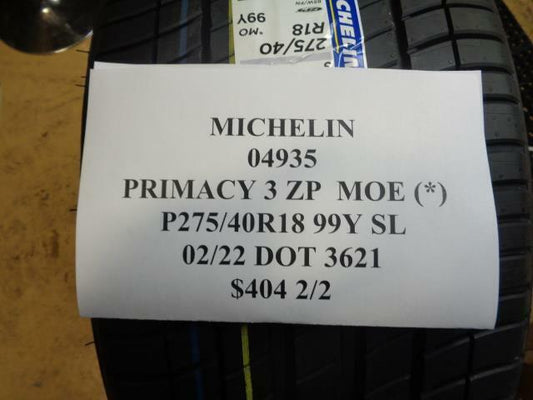 2 MICHELIN PRIMACY 3 MO MERCEDES P 275 40 18 99Y SL SUMMER TIRES 04935 BQ2