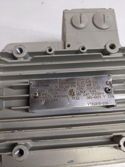 SIEMENS 1PP70904AA99-ZX00 MOTOR IP54 50HZ 200-240V 4.5A 1.1KW NEW H2