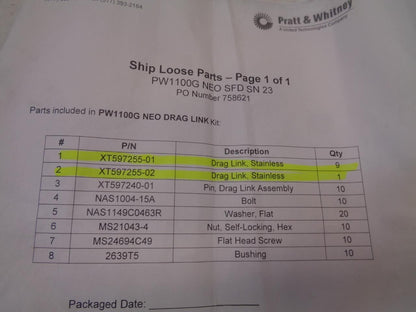 DRAG LINK STAINLESS PW1100G XT597255-01 XT597255-02 R8