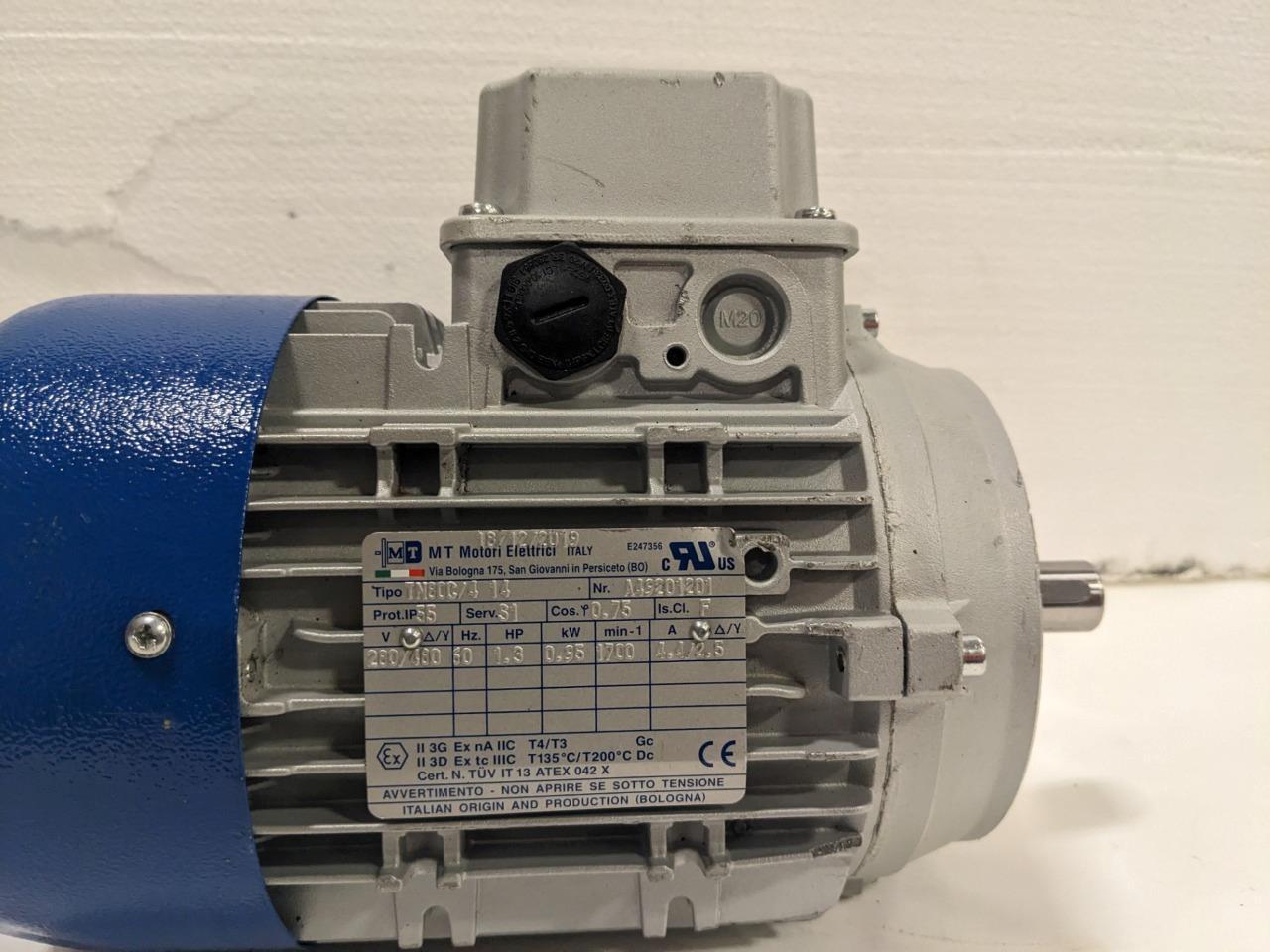 Mt Motori Elettrici Electric Motor 280-480V 60Hz 1.3HP 1700 RPM 4.4/2.5 A BSIG1