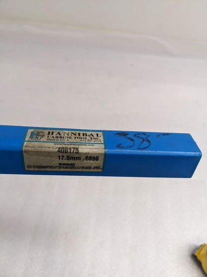 HANNIBAL CARBIDE TOOL 400175 REAMER 17.5MM W/ STRAIGHT SHANK/FLUTES NEW R22T5
