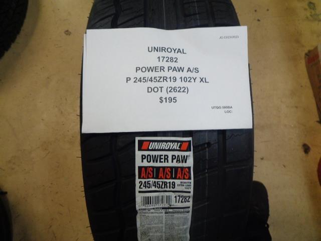 1 UNIROYAL POWER PAW AS P 245 45 19 102Y XL 17282 TIRE BQ2