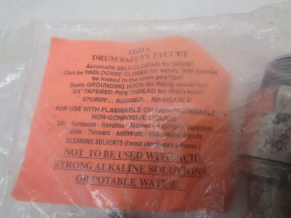 1 NOS OSHA SELF CLOSING DRUM SAFETY FAUCET MODEL 605 R5TA