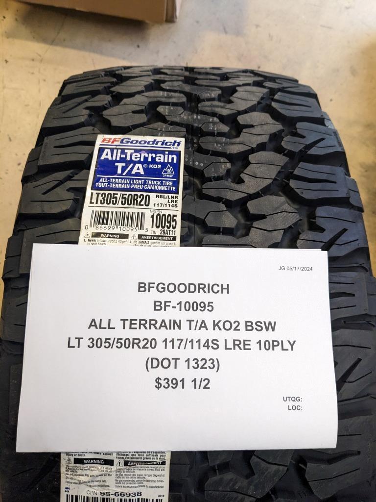 2 BFGOODRICH ALL TERRIAN T/A KO2 BSW LT 305 50 20 117/114S LRE 10PLY TIRES 10095