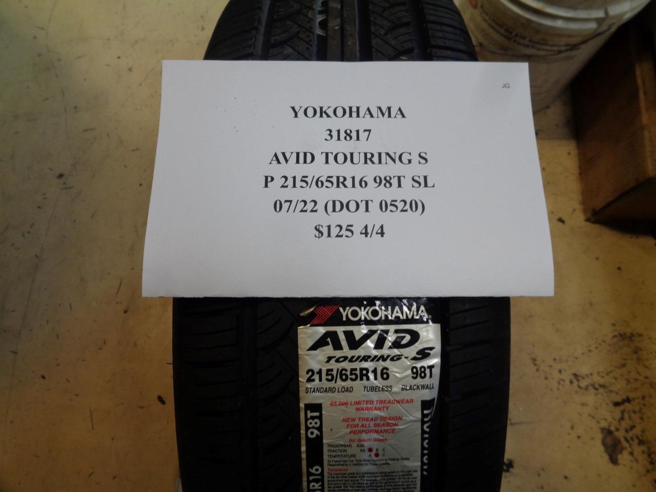 1 NEW TIRE YOKOHAMA AVID TOURING S 215 65 16 98T SL 31817