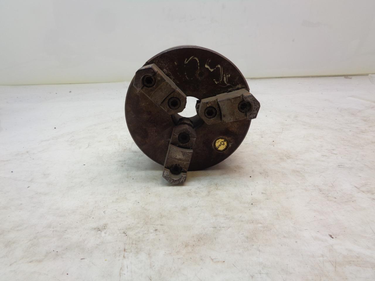 ROHM 6-1/4" DIAMETER 3 JAW SELF-CENTERING LATHE CHUCK W/ MOUNTING BOLTS USED H1