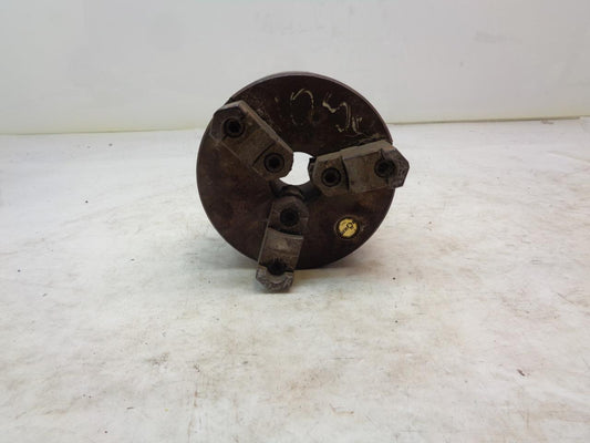 ROHM 6-1/4" DIAMETER 3 JAW SELF-CENTERING LATHE CHUCK W/ MOUNTING BOLTS USED H1