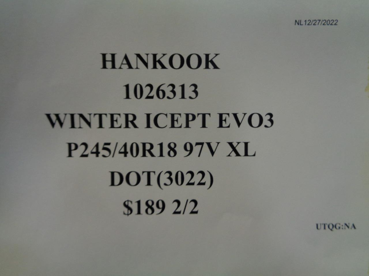 2 HANKOOK WINTER ICEPT EVO3 P 245 40 18 97V XL TIRES 1026313
