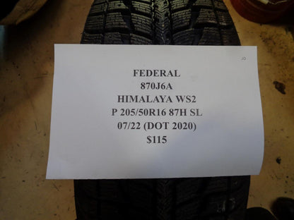2 NEW TIRES FEDERAL HIMALAYA WS2 205 50 16 87H SL 870J6A