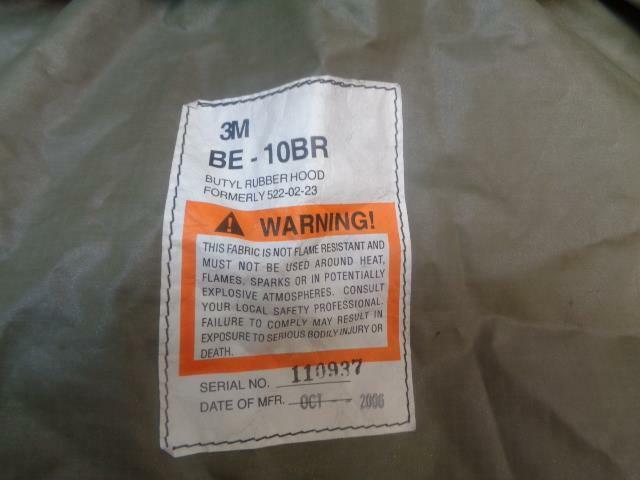 NOS 3M BUTYL RUBBER RESPIRATOR HOOD OLIVE BE-10BR SR