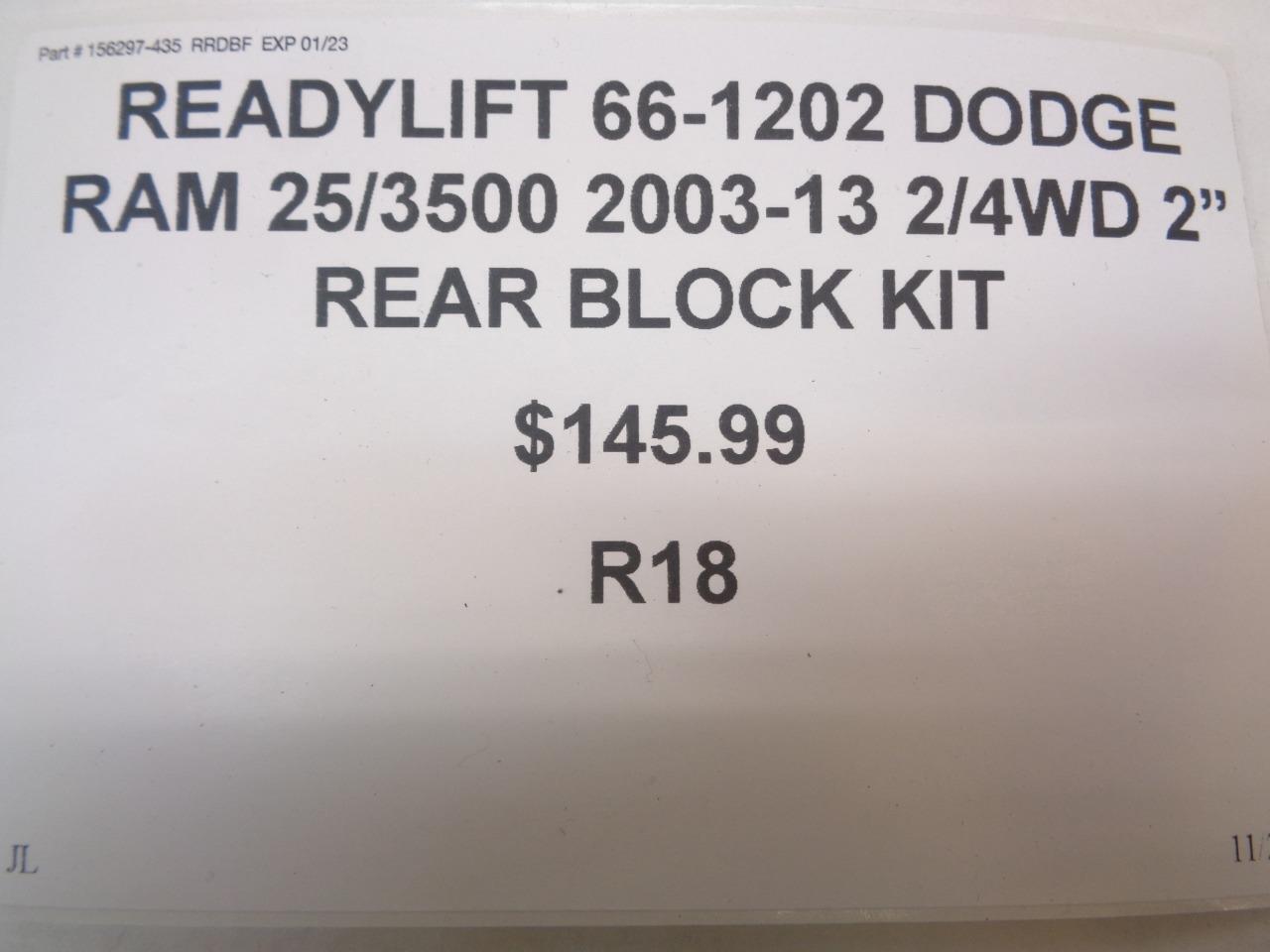 READYLIFT 66-1202 DODGE RAM 25/3500 2003-13 2/4WD 2" REAR BLOCK KIT R18