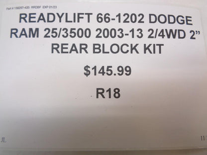 READYLIFT 66-1202 DODGE RAM 25/3500 2003-13 2/4WD 2" REAR BLOCK KIT R18