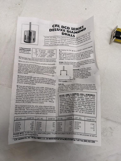 CRL HBT916 331747/027 9/16" BELGIAN THREAD ELECTRO-FORMED DIAMOND DRILL NEW D0