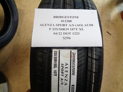 BRIDGESTONE ALENZA SPORT AS (AO) AUDI P 255 50 19 107T XL ALL SEASON TIRE 012288