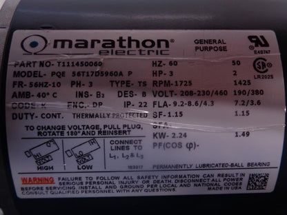 MARATHON ELECTRIC 56T17D5960A CONDENSER FAN MOTOR T111450060 NEW H1