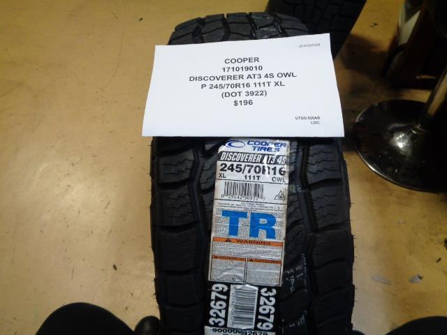 1 COOPER DISCOVERER A/T3 4S OWL P 245 70 16 111T XL TIRE 171019010 CQ1