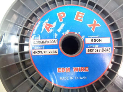 APEX WA008132 EDM BRASS WIRE W/ SPOOL 6.25" 0.20MM 950N 13.2LBS NEW R12