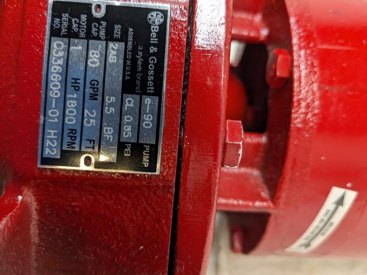 BELL & GOSSETT SERIES E-90 1HP 1800 RPM 80 GPM PUMP C336609-01-H22 R11