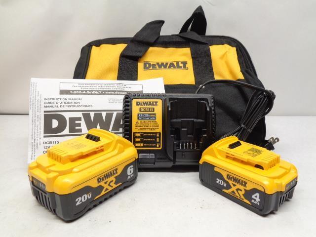 NEW DEWALT 20V MAX XR PREMIUIM LITHIUM-ION 6.0AH 4.0AH STARTER KIT DCB246CK R30