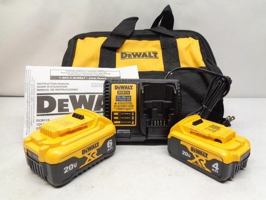 NEW DEWALT 20V MAX XR PREMIUIM LITHIUM-ION 6.0AH 4.0AH STARTER KIT DCB246CK R30